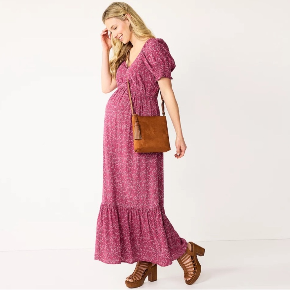 Sonoma Maternity Dress, dark pink, size M.